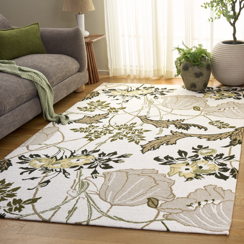 Jardin Hand Tufted Wool;Cotton Floral Indoor Rug, 5'-0" X 8'-0" Rectangle