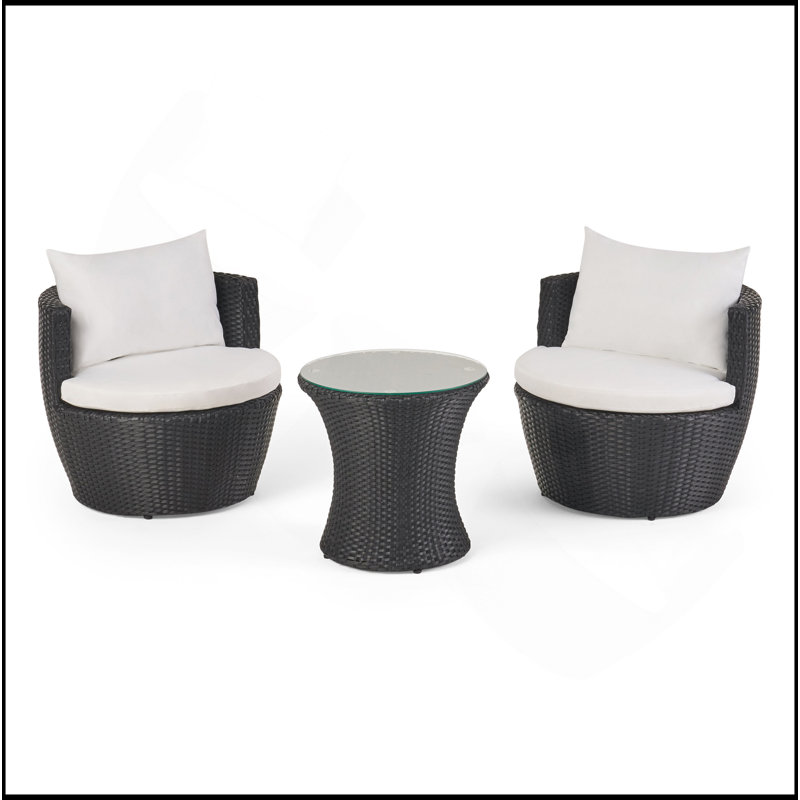 3PC PE CHAT SET, Black+Ivory, White