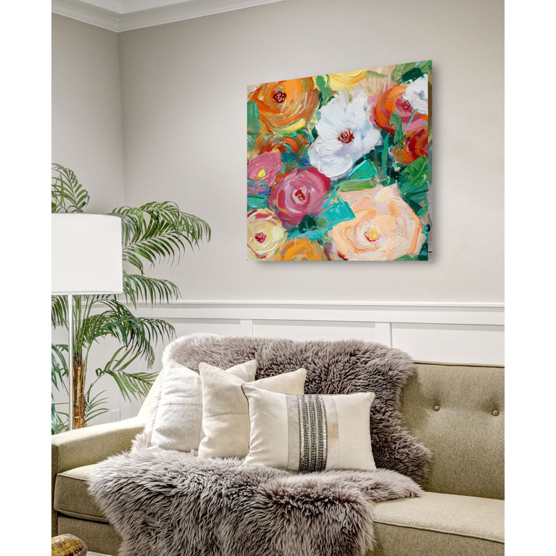 « spring brillante medley », peinture sur toile tendue, H 32 po x l 32 po x P 1,5 po