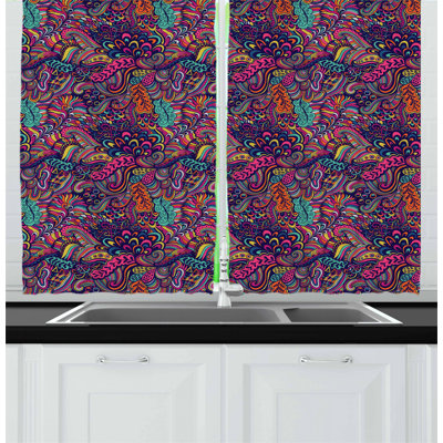 Floral Tailored Kitchen Curtain