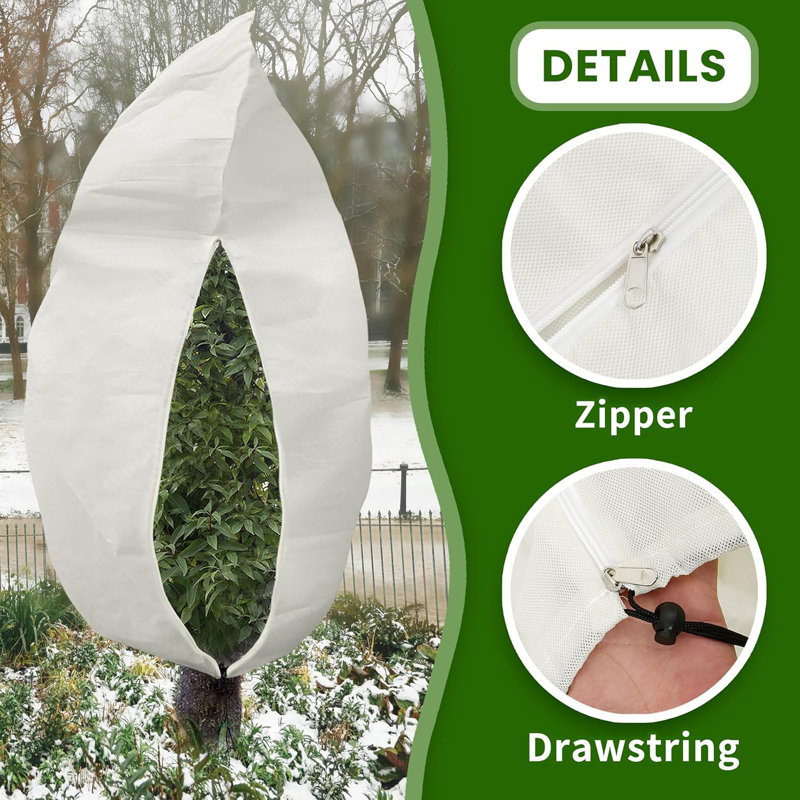 4-Pack Plant and Tree Frost Protection Covers with Zipper and Drawstring, 31.5'' H x 23.6'' W x 23.6'' D