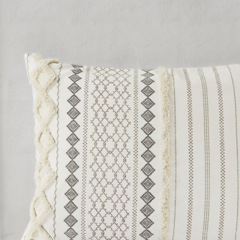 Ivory King Cotton Reversible Comforter Set with Chenille