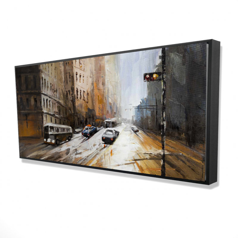 Abstract city street - 24"x48" Framed canvas