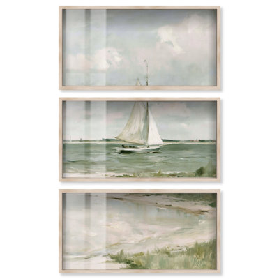 «Pale Sails I Shadowbox Print» par Art Remedy, ensemble de 3