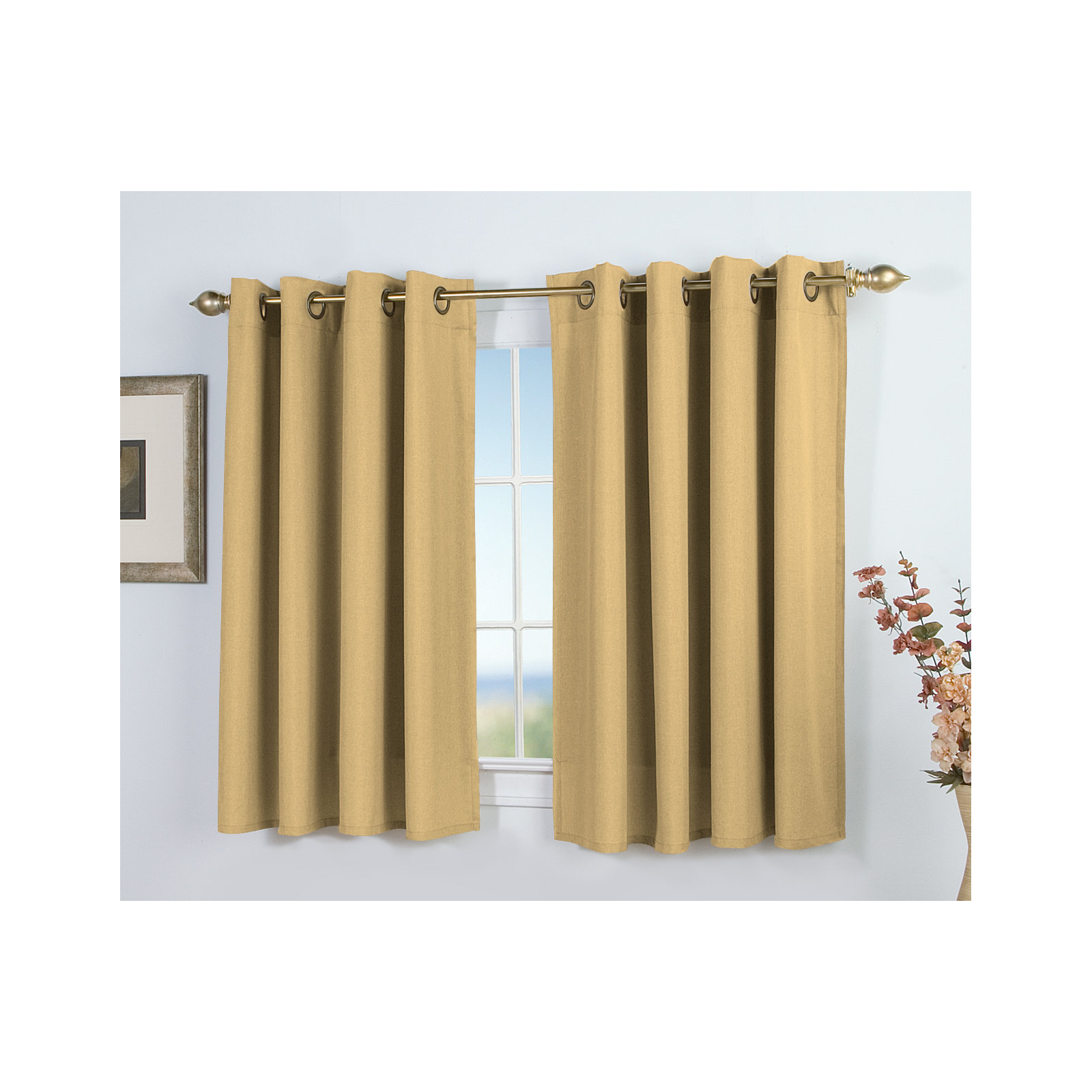 Room Darkening Synthetic Curtain, Gold Leaf, 56" W x 45" L