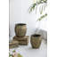 Ensemble de 2 pots à fleurs en fer vieilli, L: 13 x 13 x 14,5 po: 11 x 11 x 13,5 po