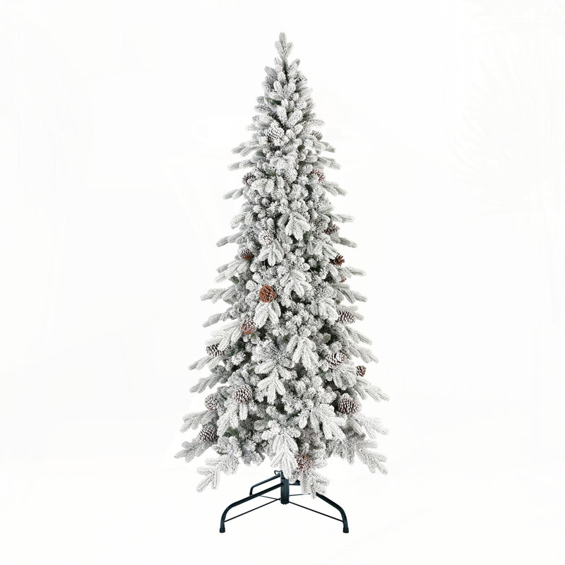 Arbre de Noël 7,5 pi en PE / PVC avec 40 pommes de pin naturelles 7,5 pi, 7.5"