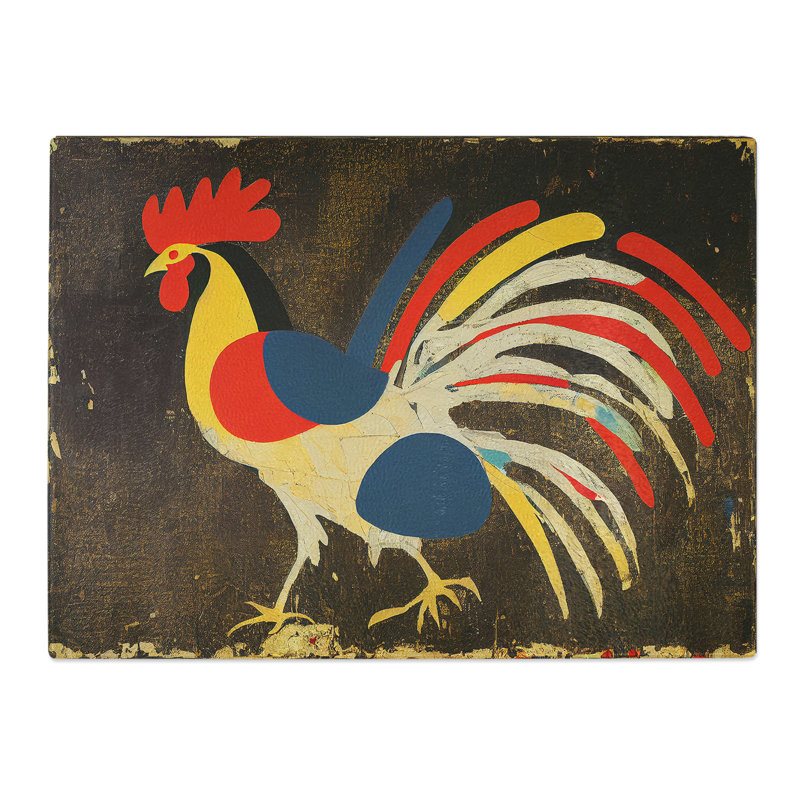 Iconic Rooster Abstract  Glass Chopping Board