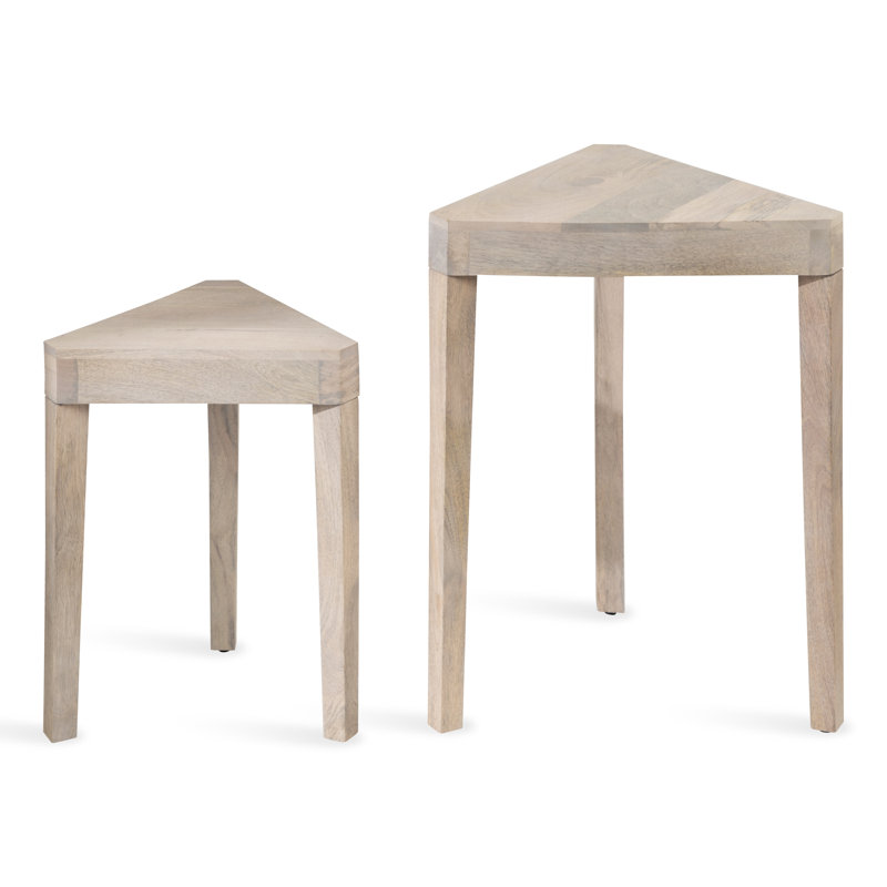 Solid Wood Nesting Tables (Set of 2), White Wash