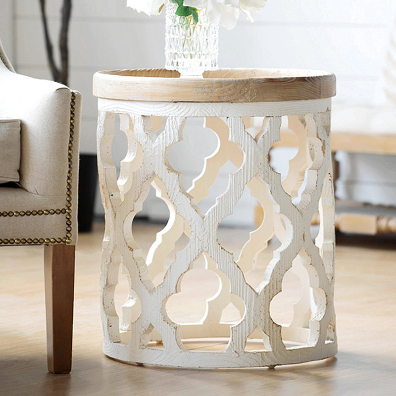 Schlenker 19.7" W Round Solid Wood End Table