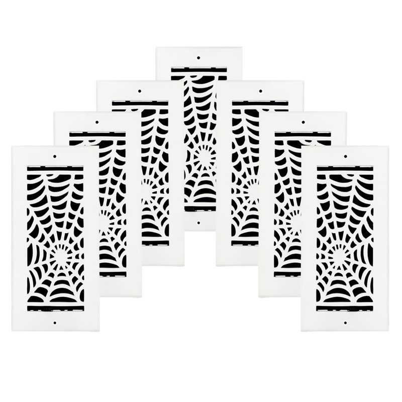 Paquet de 7 ouvertures de conduit de 4 po x 10 po Spooky Gothic, Noir thermolaqué, Mur avec trous de vis