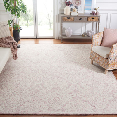 Tapis rose / ivoire fait à la main Annig