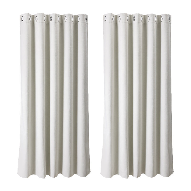 Sheer Curtain Pair, Beige/White, 117cm Width x 183cm Drop
