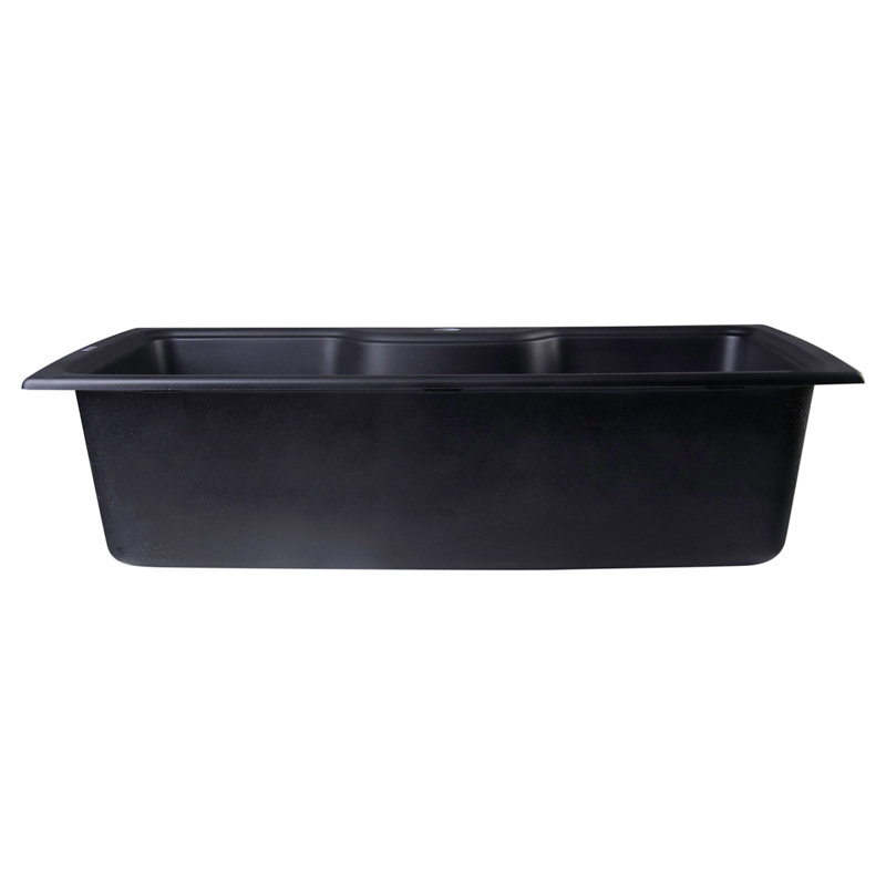 34.63'' L Single Bowl Granite Kitchen Sink, Black