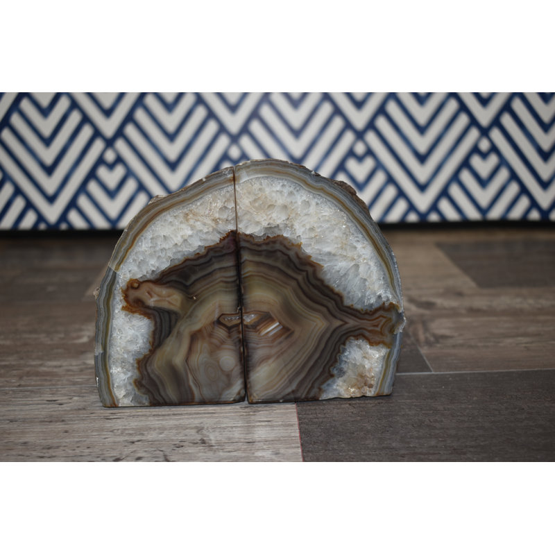 Serre-livres en agate noire Evelynn, H 5,5 po x l 6,5 po x P 3 po