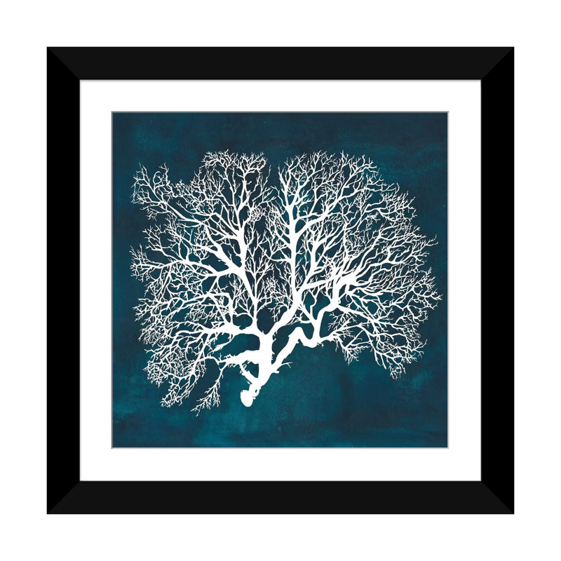 «Inverse Sea Fan III», impression sur toile, H 16 po x l 16 po x P 1 po, Papier d'art encadré noir, Blanc