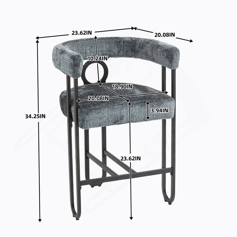 Hold Bar Stools Set of 2, Modern Bar Stool with Back, Metal Frames, Upholstered Bar Stools for Kitchen Island, Pub, Club, 2