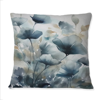 Coussin Blue Leaf Foliage And Flowers III - Leaves