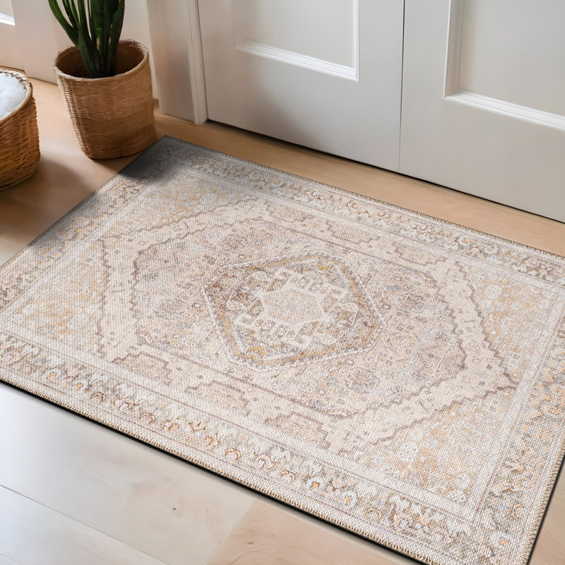 Tapis beige à motif antidérapant Valora, Rectangulaire 2 pi x 3 pi