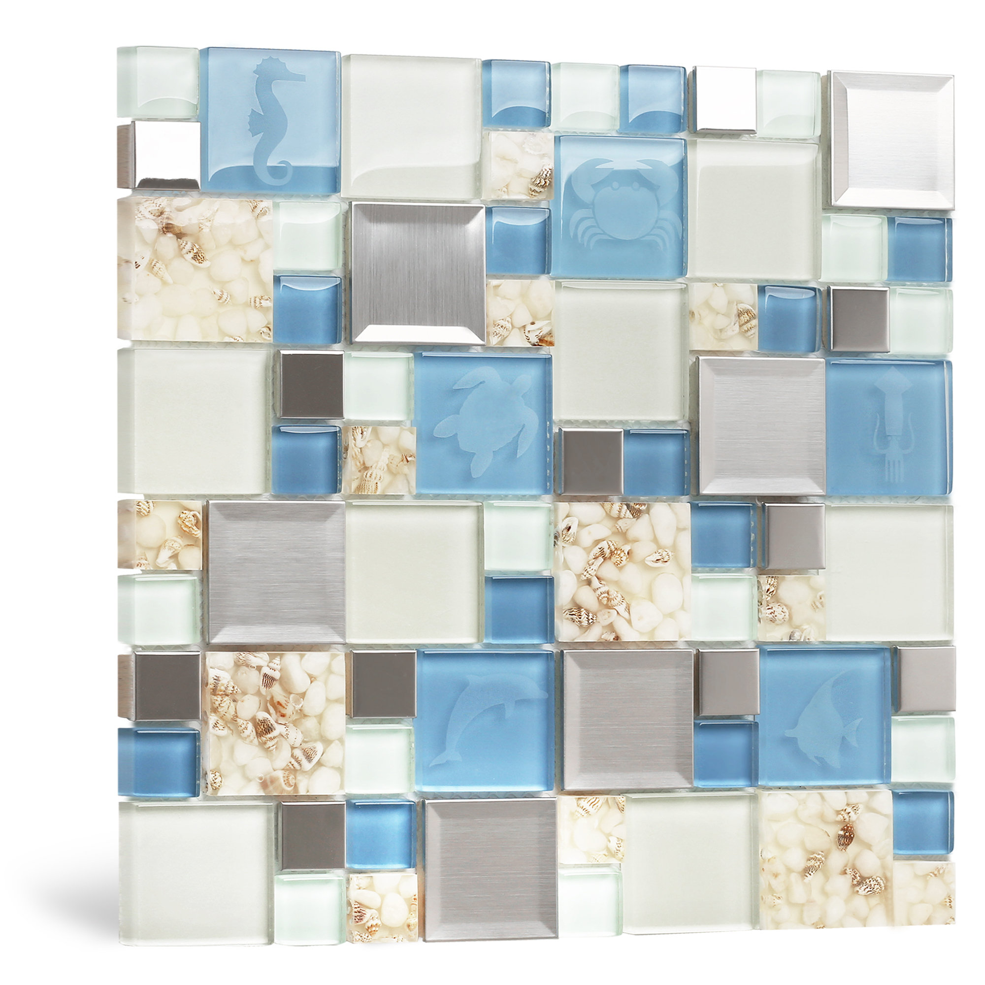 Uxcell Mosaic Tiles Glass Tiles 1 x 1cm for DIY Crafts,  50Pack(50g,Fluorescent Blue) 