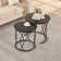 Modern Black Table Set, Round Coffee Table, Nesting Table Set Of 2, Console Table