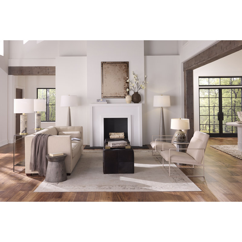Hemingway Leather Accent Chair, Saddle, Cream
