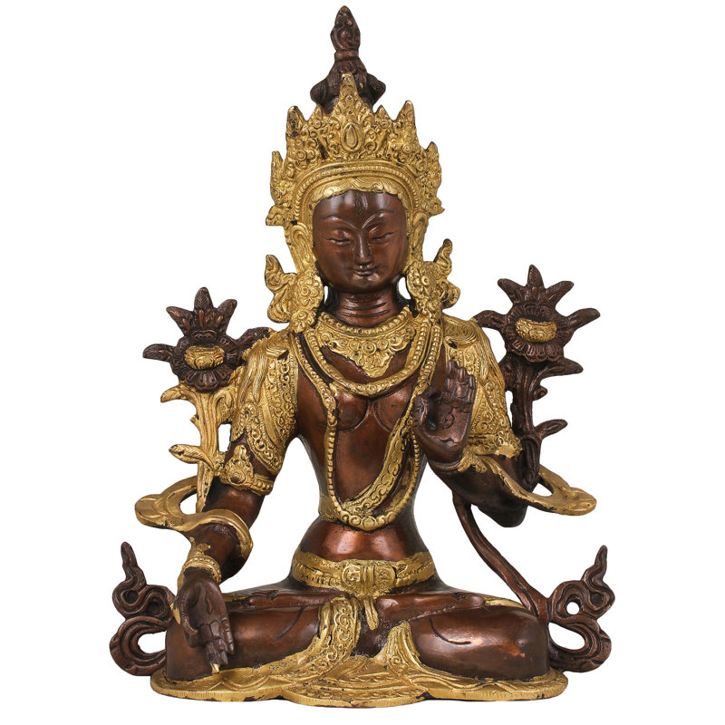 Statue de divinité bouddhiste, Brun / or