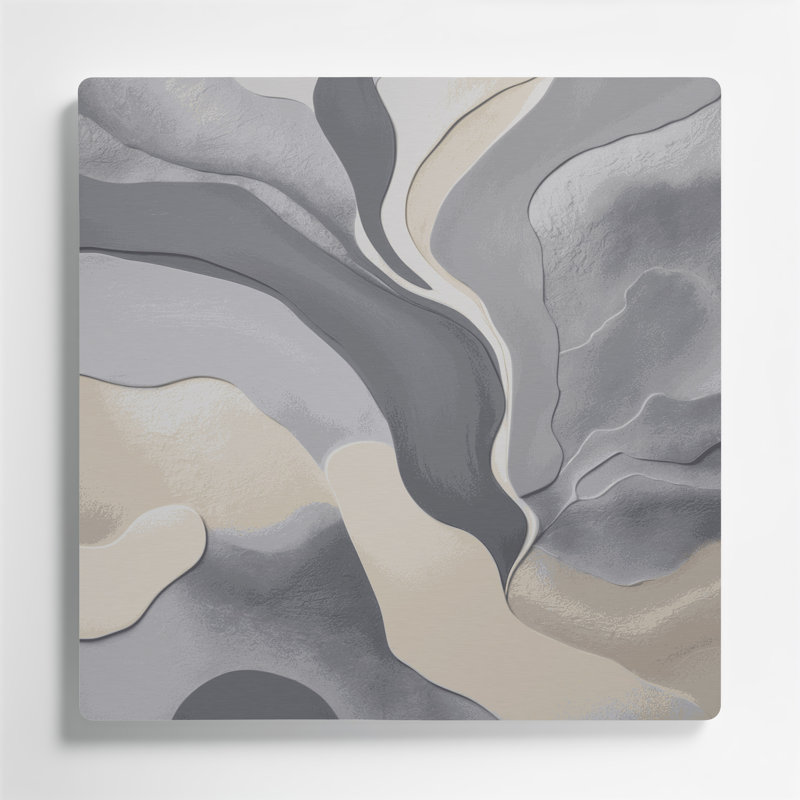 Abstrait paysage 89, art mural gris en métal, H 16 po x l 16 po