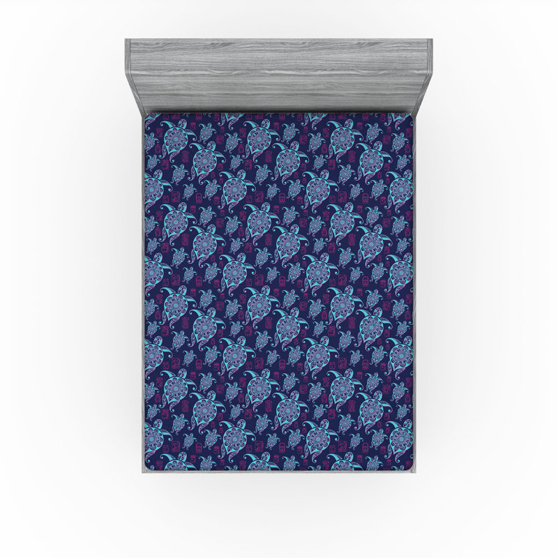 Ensemble de 2 draps-housses Ambesonne, Mauve, magenta, turquoise / floral, Drap-housse grand