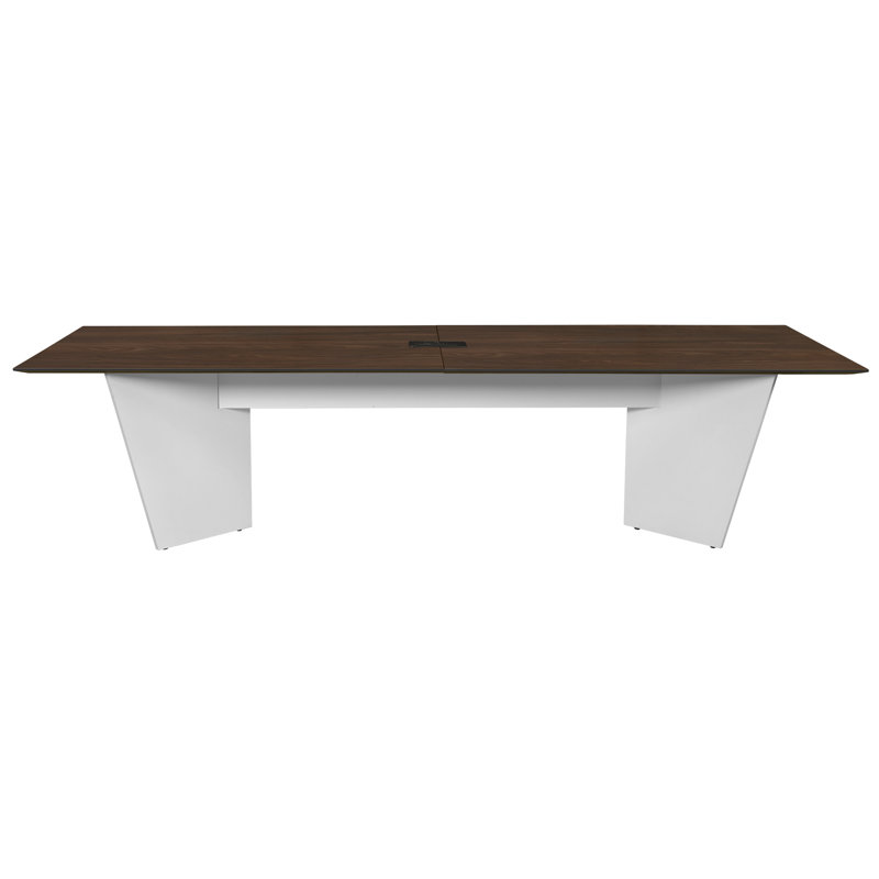 Table de conférence Array avec œillets de puissance, H 29 po x L 96 po x l 48 po, Noyer naturel et blanc
