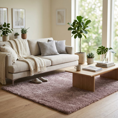 Rug Branch 4' X 6' (3'11" X 5'11") Tonal/Solid Indoor Area Rug, Pink , Contemporary Modern - Living Room, Bedroom, Dining Room, And Kitchen