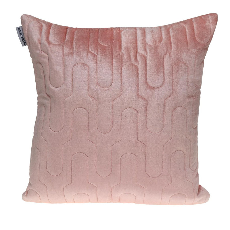 Cotton Blend Outdoor Throw Pillow, Metallic Pink Geometric Lush Quilted