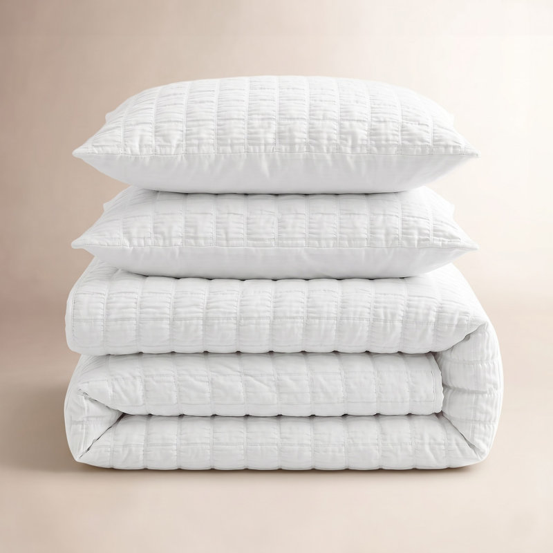 Ensemble d'édredon 3 pièces Crinkle, Très grand, Blanc