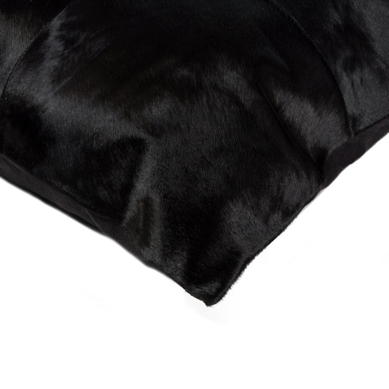 Torino Leather Throw Pillow, Solid Color, Black