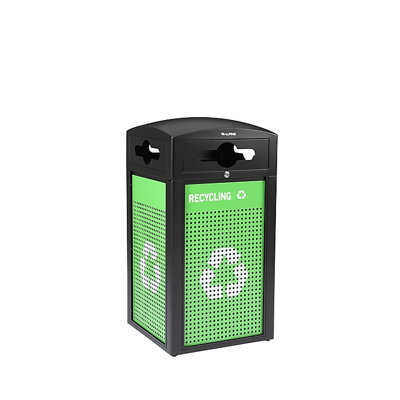 40 gallons Poubelle de recyclage en acier pour l'extérieur avec couvercle en dôme mixte 