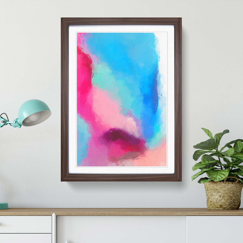 Fusion of Colour in Abstract - Framed Print, 65cm H x 48cm W x 2cm D, Walnut Framed
