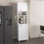 Armoire de cuisine Antares avec deux portes, tablette centrale ouverte et rangement supérieur, blanc