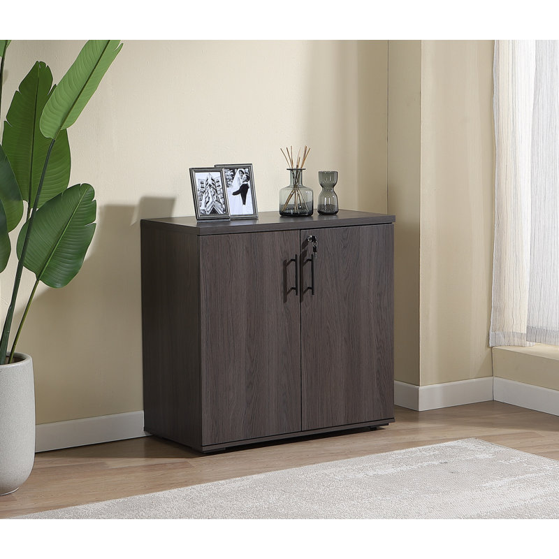 Armoire de rangement verrouillable 31,5 po avec tablette réglable et pieds de nivellement Lancaster, Noyer gris orage