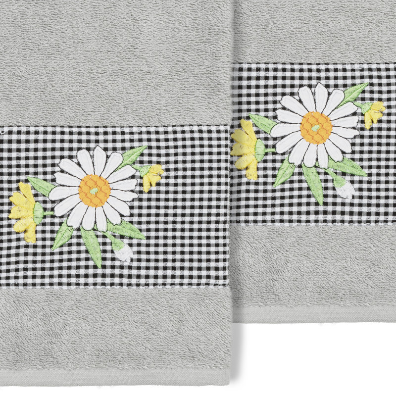 DAISY 100% Turkish Cotton Hand Towel, Light Gray