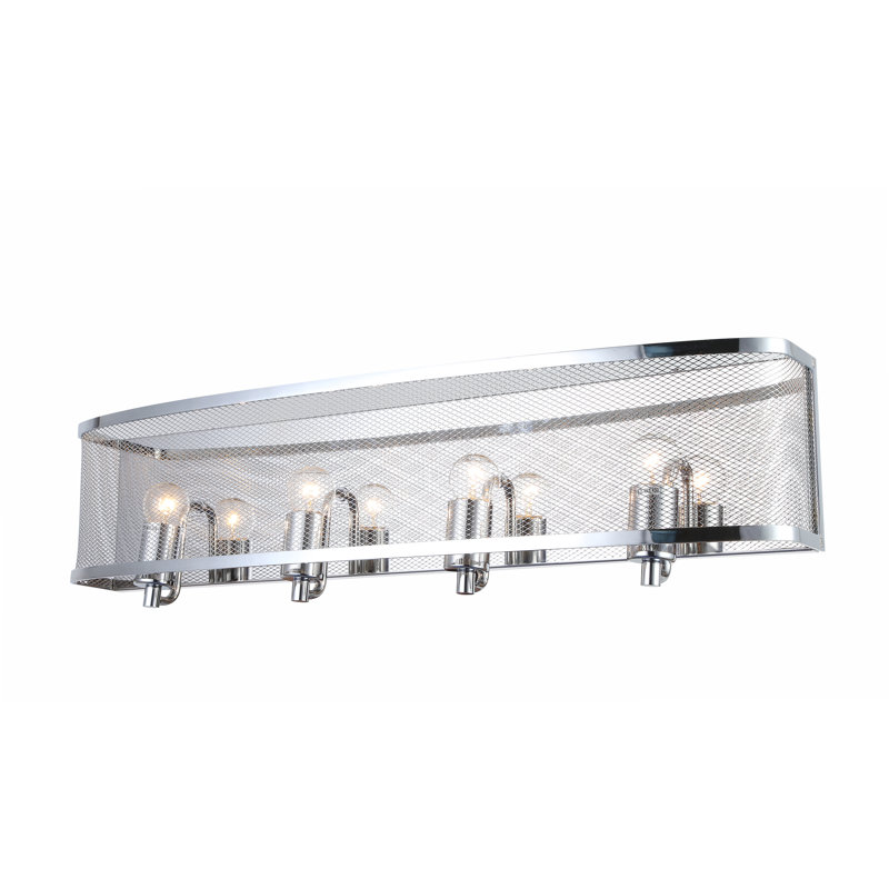 Salinas Chrome Mesh Wall Sconce, 4, 6.3"H x 29"W x 5.9"D