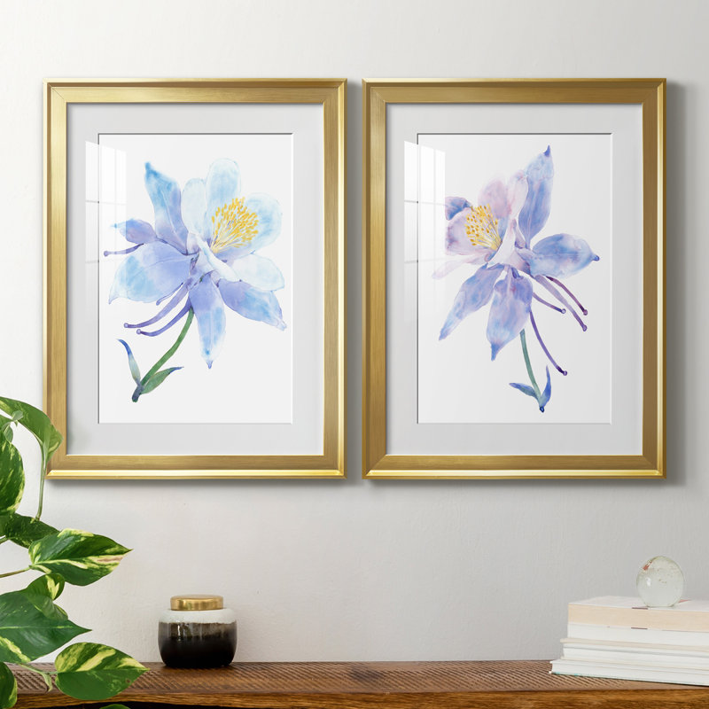 «Columbine Bloom I», reproduction encadrée de qualité supérieure, prête à être accrochée, Cadre doré