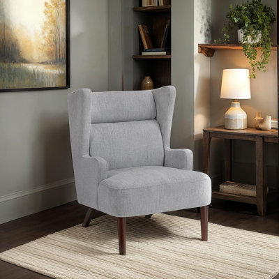 Chaise d'appoint moderne en chenille 27,5 po avec coussins en mousse haute densité et pieds en bois espresso Ferriday
