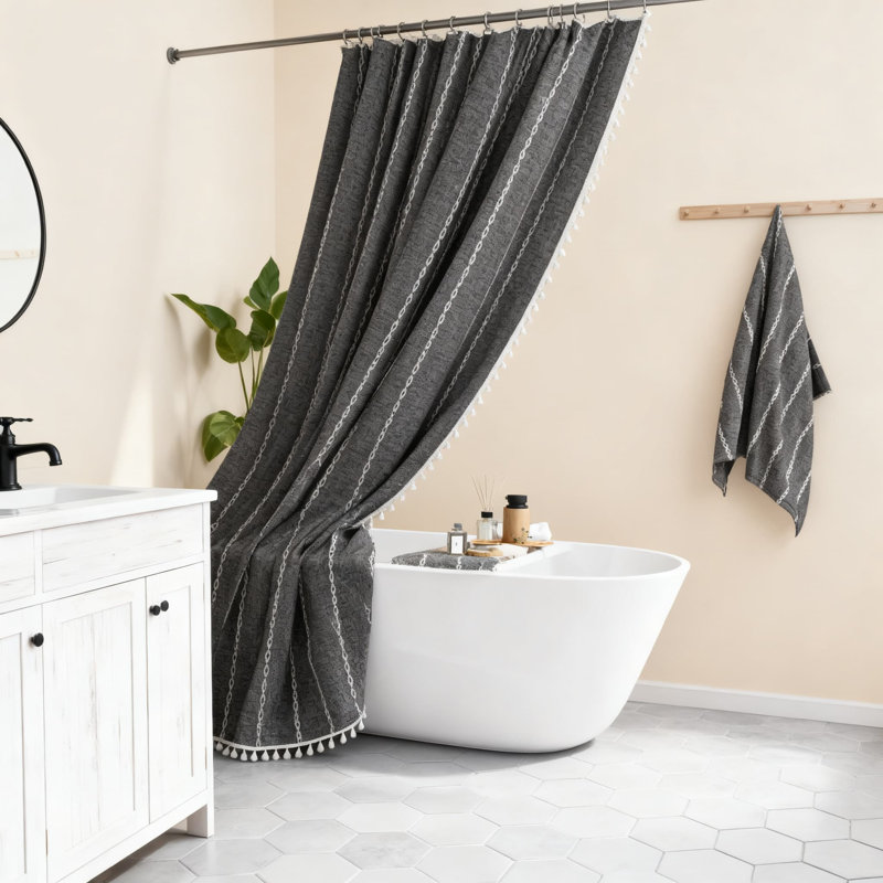 Ensemble de rideau de douche Farmhouse, Gris foncé