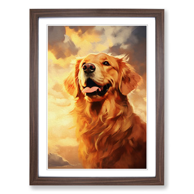 Golden Retriever Romanticism - Single Picture Frame Print on Wood
