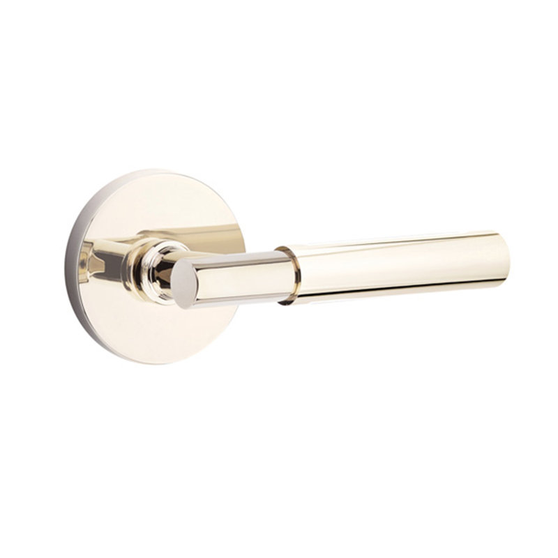 Myles Round Privacy (Bed & Bath) Door Lever with Round Rosette, Bright Nickel, Right