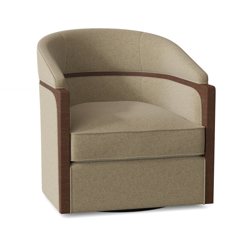 Forester 29" W Swivel Barrel Chair, Walnut, Barley (8789 07)