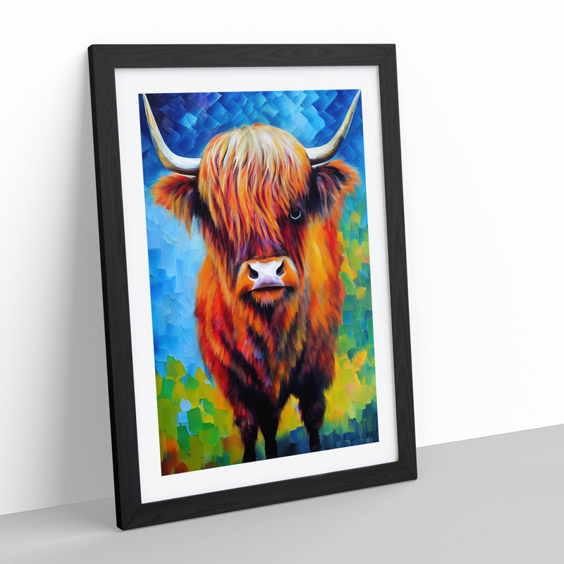 XV1022-516X Amazing Highland Cow - Single Picture Frame Painting, Black, 64cm H x 46cm W x 2cm D