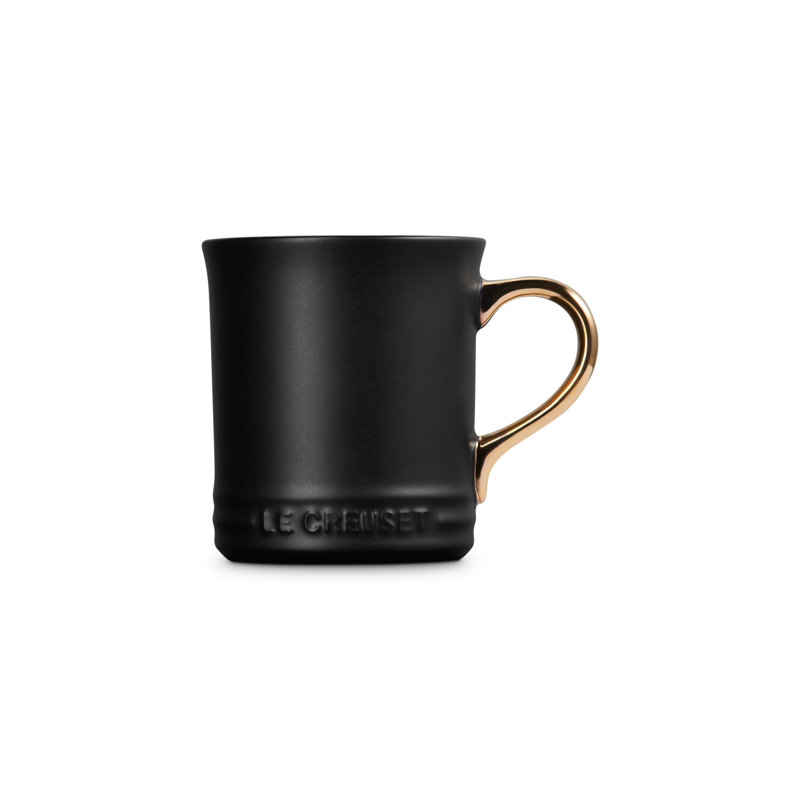Le Creuset Stoneware Mug With Gold Metallic Handle, 14 Oz., Licorice