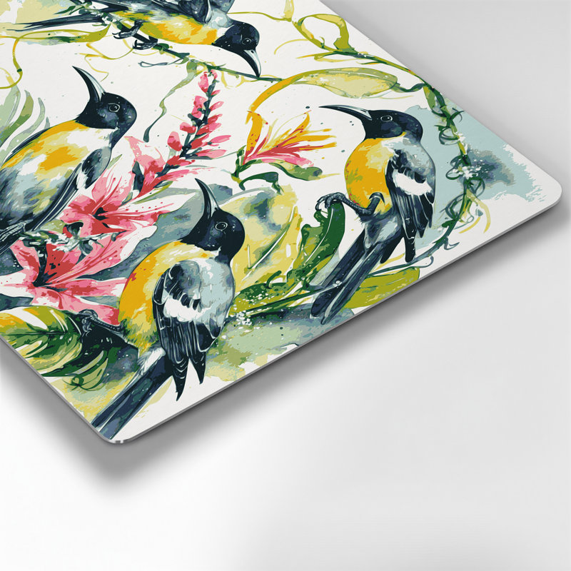 Oiseaux, art mural beige en métal, H 12 po x l 18 po