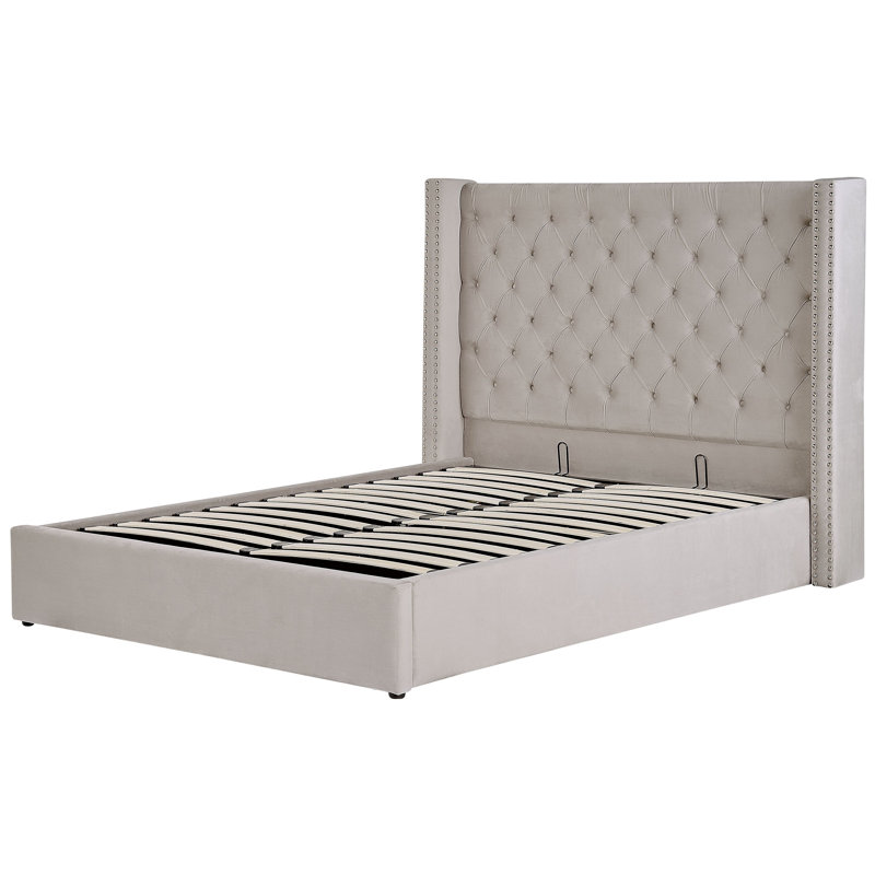 Shala Upholstered Ottoman Storage Bed, Light Grey, Kingsize (5')
